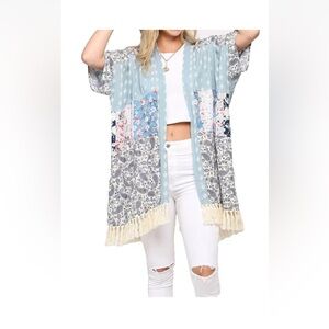 Bohemian Fringe Patterned KIMONO NWOT